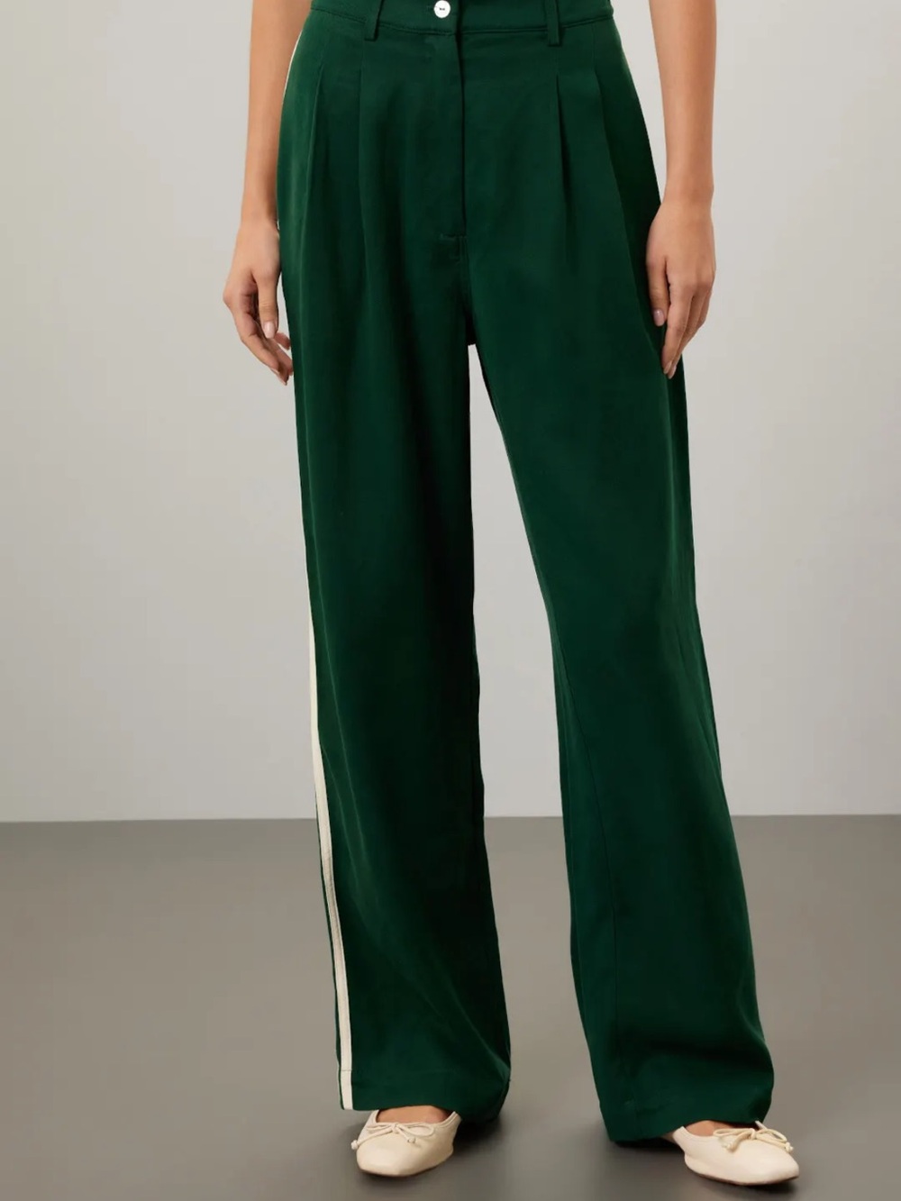 DONNI Twill Pleated Stripe Pants - Picture 3 of 14